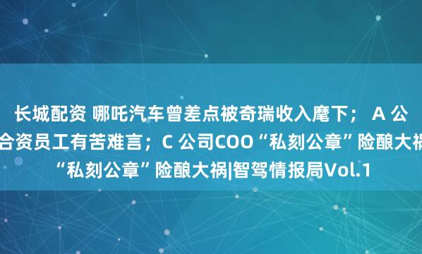 长城配资 哪吒汽车曾差点被奇瑞收入麾下； A 公司拦下涨薪计划，合资员工有苦难言；C 公司COO“私刻公章”险酿大祸|智驾情报局Vol.1